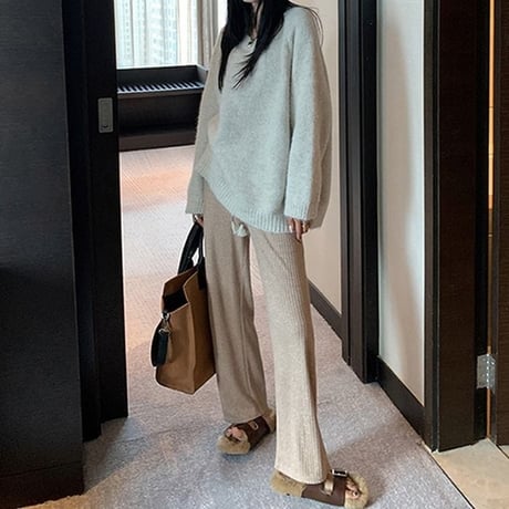 label brushed knit pullover　MA1316