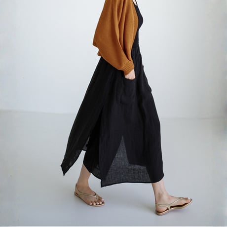 linen blend faux skirt wide pants　MA1851