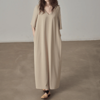 relaxed shoulder v-neck dress　MA1384