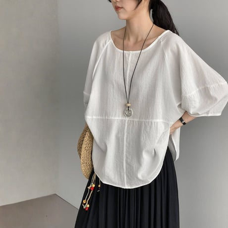 back ribbon wide sleeve blouse　MA1970