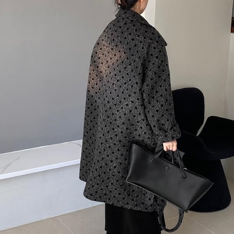 dot gray long coat　MA1332