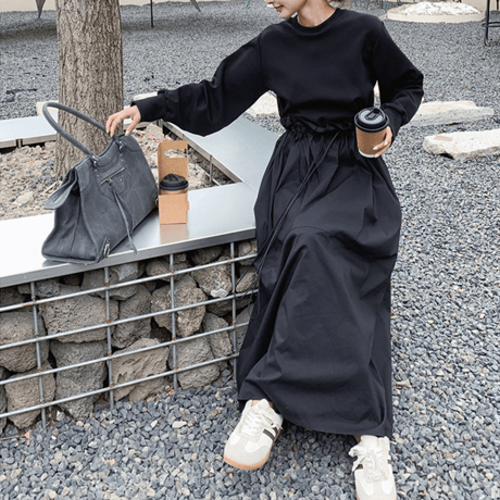 linen comfort drawstring dress　MA1533
