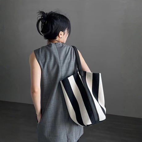 wide stripe canvas tote bag　MA1887