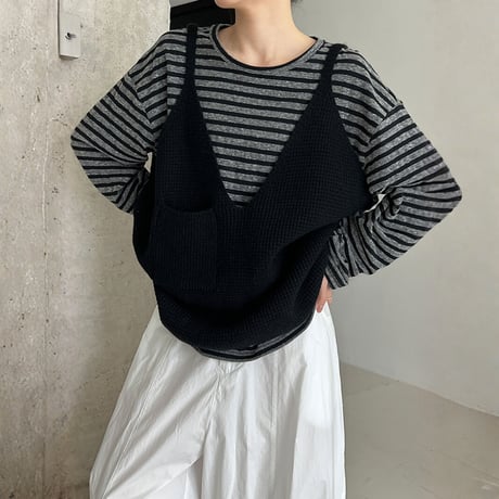 deep v-knit layering vest　MA1704