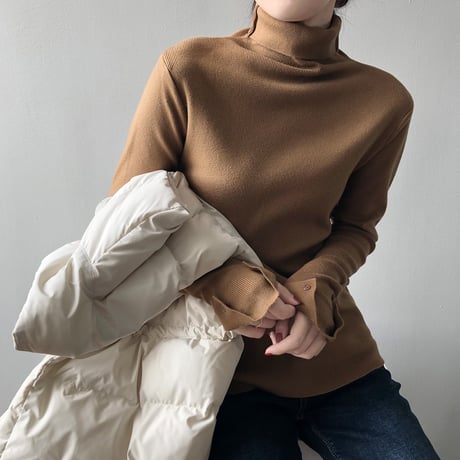 sleeve button turtleneck knit　MA1315