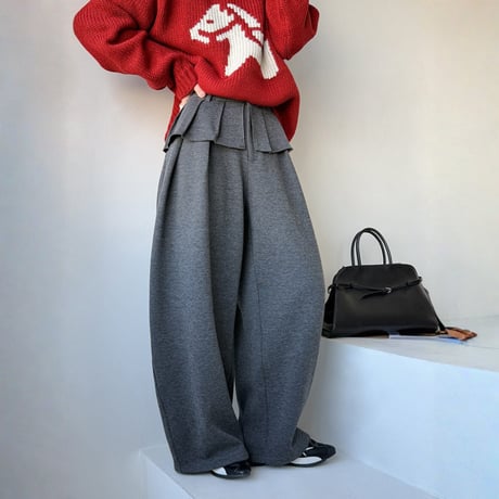 layered waist wide tuck pants　MA1778
