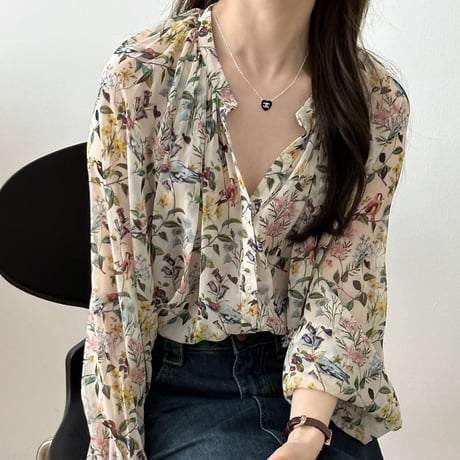 botanical sheer blouse　MA1165