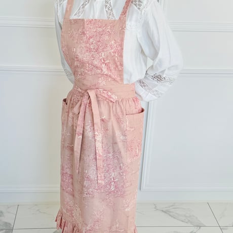 PINK FRILL LONG APRON | COCOMAYA