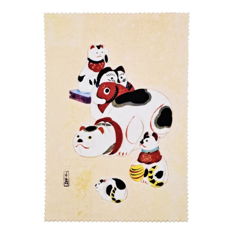 川崎巨泉 猫いろいろ 10cm×15cm マイクロファイバークロス メガネ拭き