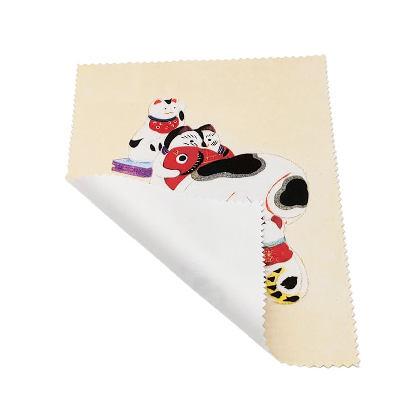 川崎巨泉 猫いろいろ 10cm×15cm マイクロファイバークロス メガネ拭き