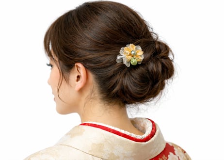 【1点限り】国産檜の花（小）二個セット 髪留め・帯どめ｜和装小物・手作り一点もの｜さりげない上質な和のおしゃれ