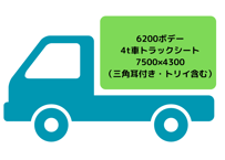 4t車トラックシート（6200平ボデー用・トリイ含む）