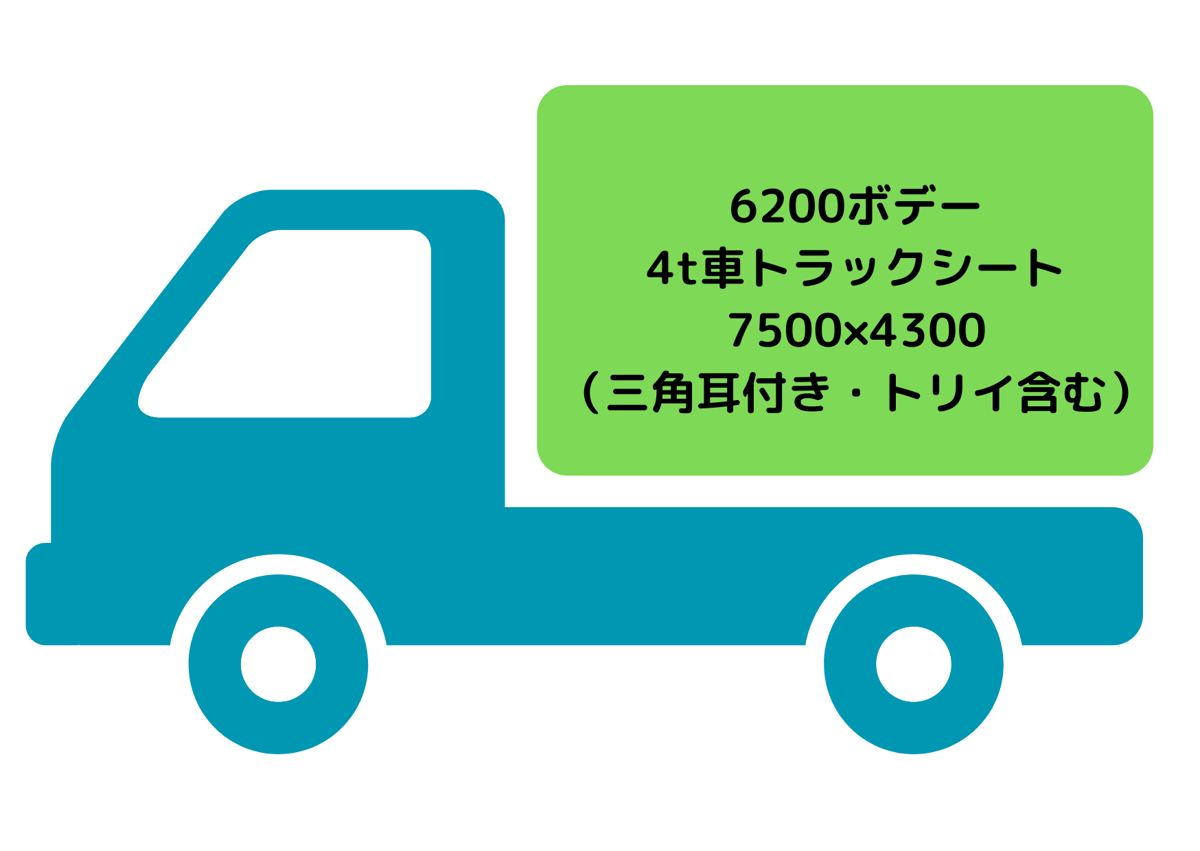 4t車トラックシート（6200平ボデー用・トリイ含む） | トラックシート