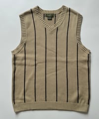 00s-  Eddie Bauer Stripe Knit Vest (Beige)