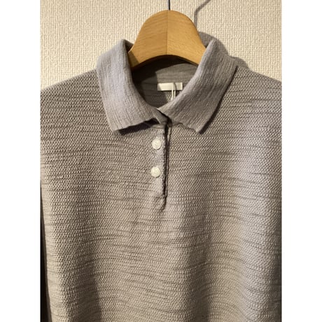 comm.arch.womens/ OG Slub Moss Stitch Polo S/S/ Silver Gray