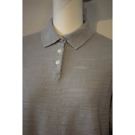 comm.arch.womens/ OG Slub Moss Stitch Polo S/S/ Silver Gray
