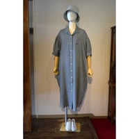 comm.arch.womens/ French Linen Open Collar S/S O/P Turquoise Blue