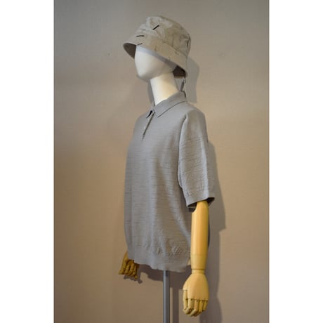 comm.arch.womens/ OG Slub Moss Stitch Polo S/S/ Silver Gray