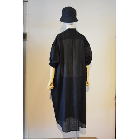 comm.arch.womens/ French Linen Open Collar S/S O/P Blackout