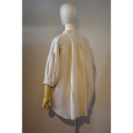 comm.arch.womens/ Antique Check Fly‐Front Blouse/ Dry Beige