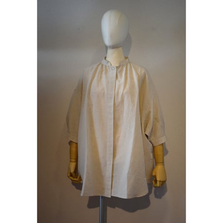 comm.arch.womens/ Antique Check Fly‐Front Blouse/ Dry Beige