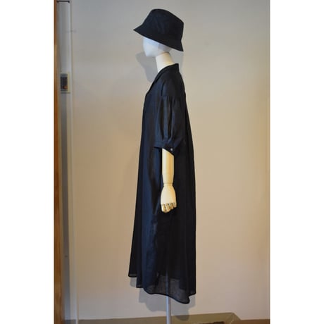 comm.arch.womens/ French Linen Open Collar S/S O/P Blackout
