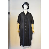 comm.arch.womens/ French Linen Open Collar S/S O/P Blackout