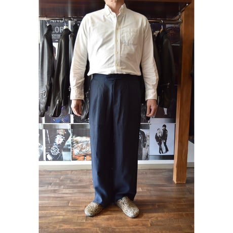 comm.arch./ Belgium Linen High‐Density Wide Pants/ Blue Hole