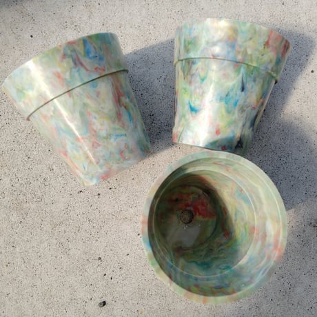 手作り再生プラスチック　ミニフラワーポット