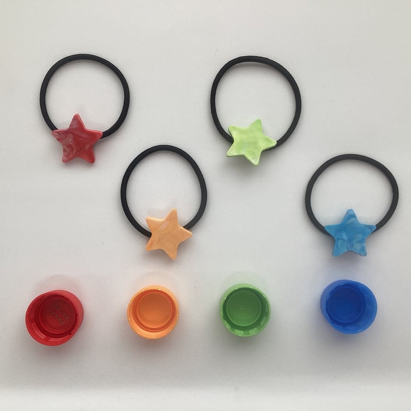 ヘアゴム 星 【レッド/オレンジ/ライトグリーン/ブルー】 | fuuno