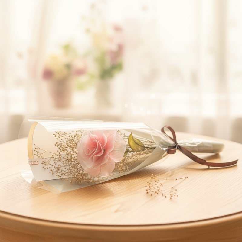 オーダーブーケ】ギフトにおすすめ♡お好きな1輪とかすみ草の花束
