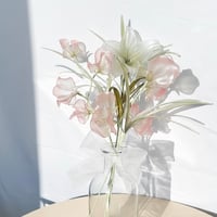 【お得なブーケ】百合とスイートピーの春色ブーケ 6本 b2051