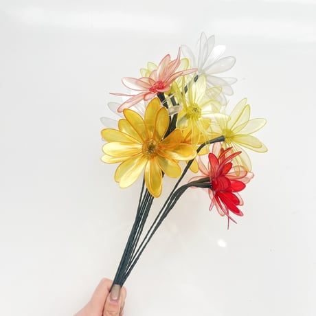 【お得なブーケ】ガーベラ　3本セット【イエロー、ホワイト、レモンイエローの3色セット】