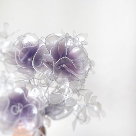 【お得なブーケ】薔薇とかすみ草のブーケ（パープルグラデ/パール）6本セット　b2035