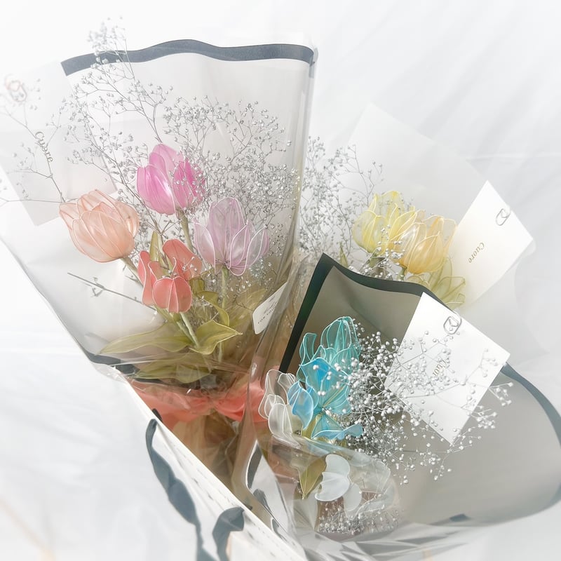 お得なブーケ】チューリップのかすみ草ブーケ | Cuore