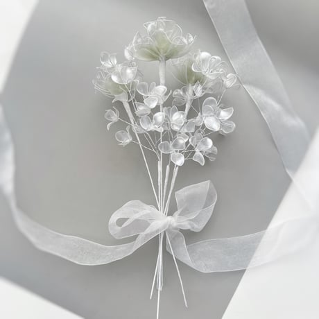 【お得なブーケ】薔薇とかすみ草のブーケ（グリーングラデ/パール）6本セット　b2037