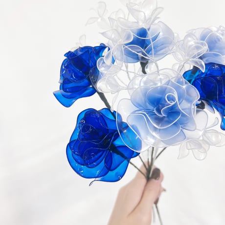 【お得なブーケ】青薔薇MIXとかすみそうのブーケ 8本セット　b2016