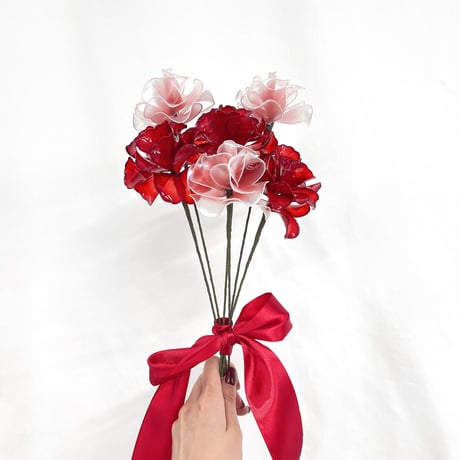 【お得なブーケ】カーネーションと薔薇ブーケ　６本セット　b2019