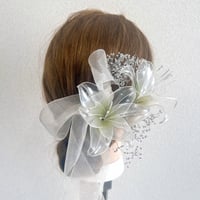百合　リボンのヘッドドレス　５点セット　h4045