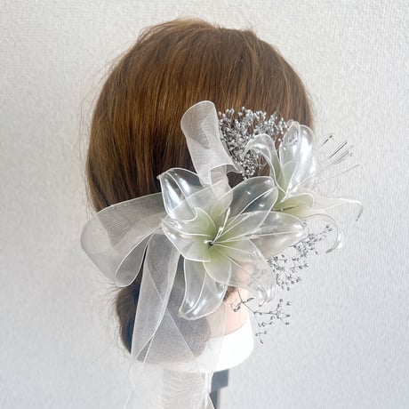 百合　リボンのヘッドドレス　５点セット　h4045