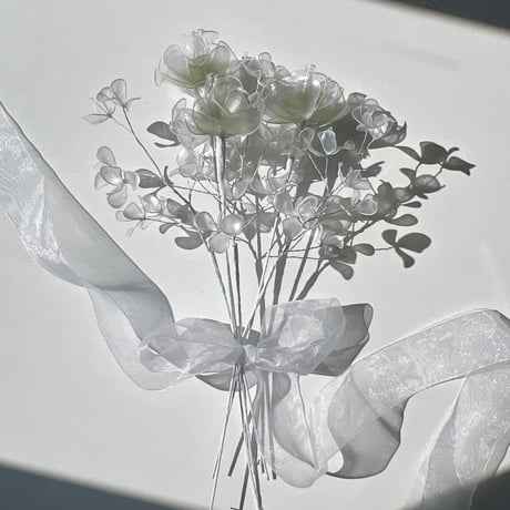 【お得なブーケ】薔薇とかすみ草のブーケ（グリーングラデ/パール）6本セット　b2037