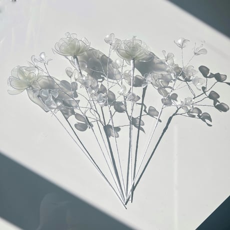 【お得なブーケ】薔薇とかすみ草のブーケ（グリーングラデ/パール）6本セット　b2037