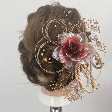 【お得な2点set】赤薔薇 「愛情」ヘッドドレス　6点セット＆薔薇の花弁（フック） h4080&p1141