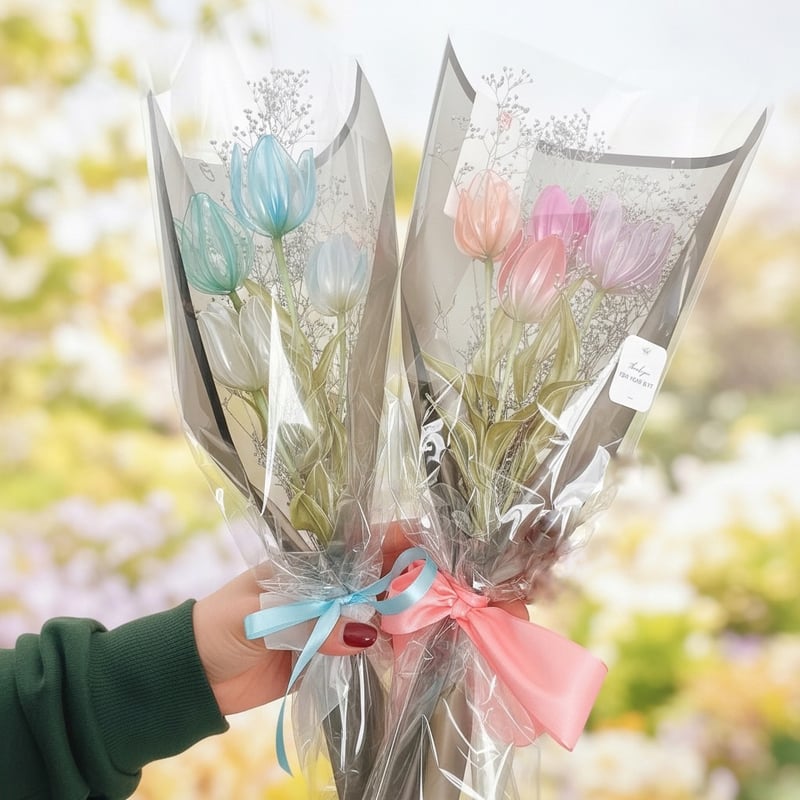 お得なブーケ】チューリップのかすみ草ブーケ | Cuore