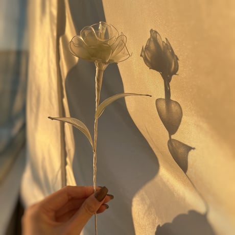 【単品販売】薔薇（グリーングラデ/パール）１本　f3044