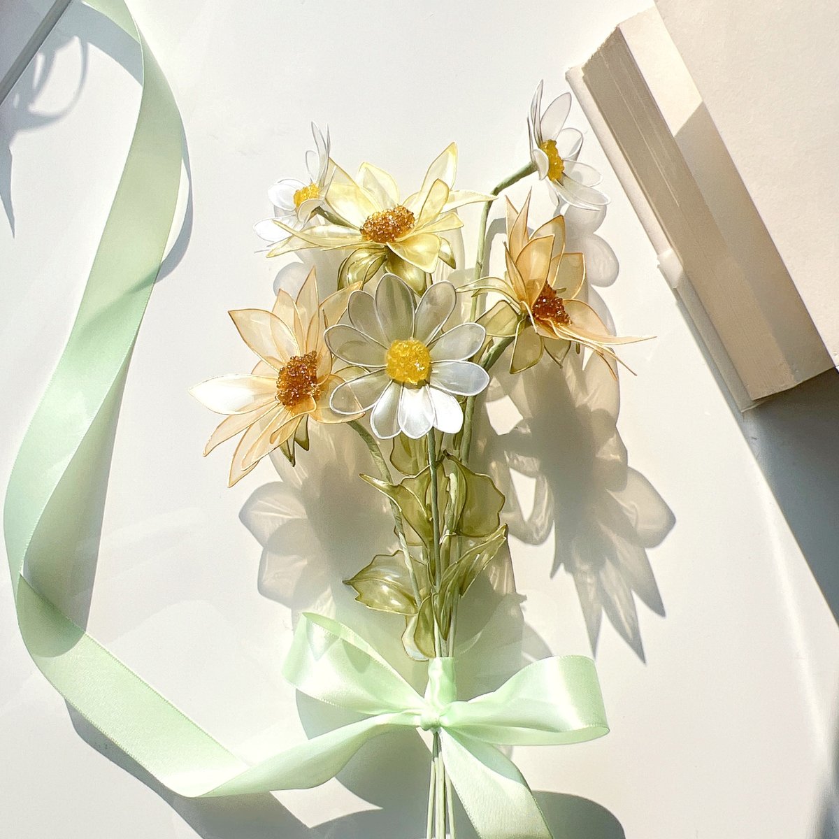 【美品】F1ガーデニア*オフホワイト⭐クレイ*インテリア*アレンジメント*ブーケ 美品】F1ガーデニア*オフホワイト⭐クレイ*インテリア