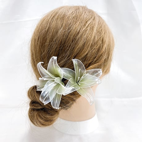 【1点限定】【在庫処分価格】百合ピン ホワイトorグリーン2点セット