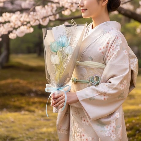 【お得なブーケ】チューリップのかすみ草ブーケ