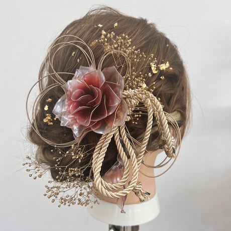 【お得な2点set】赤薔薇 「愛情」ヘッドドレス　6点セット＆薔薇の花弁（フック） h4080&p1141