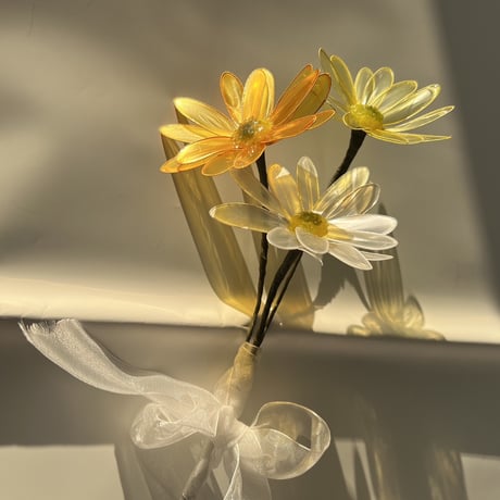 【お得なブーケ】ガーベラ　3本セット【イエロー、ホワイト、レモンイエローの3色セット】